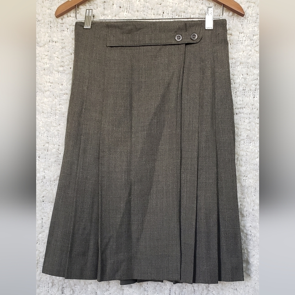 Anne Klein Brown Midi Pleated Skirt